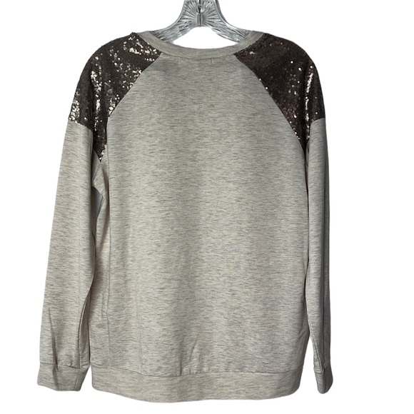 Living Doll Los Angeles Cream Long Sleeve Bronze embellishments Top - Picture 12 of 13